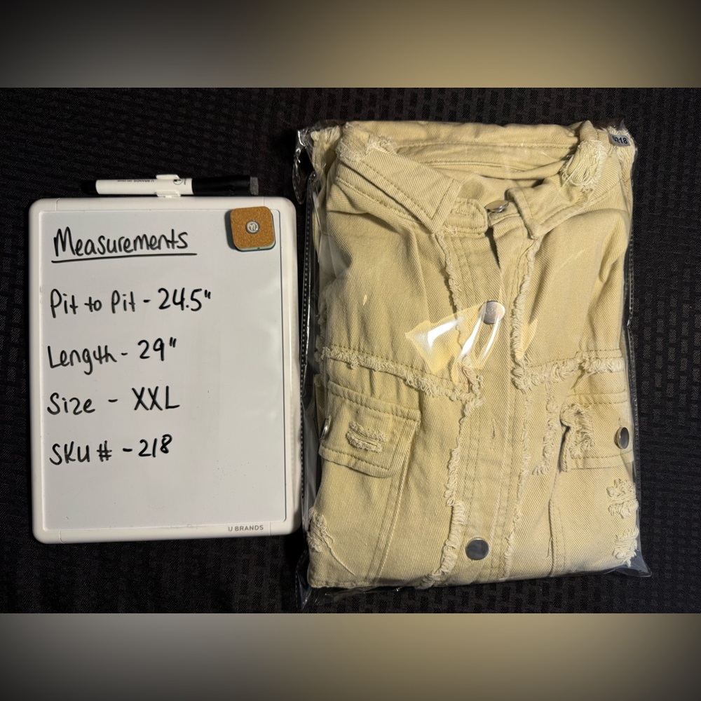 Distressed Tan Denim Jacket - Picture 11 of 11
